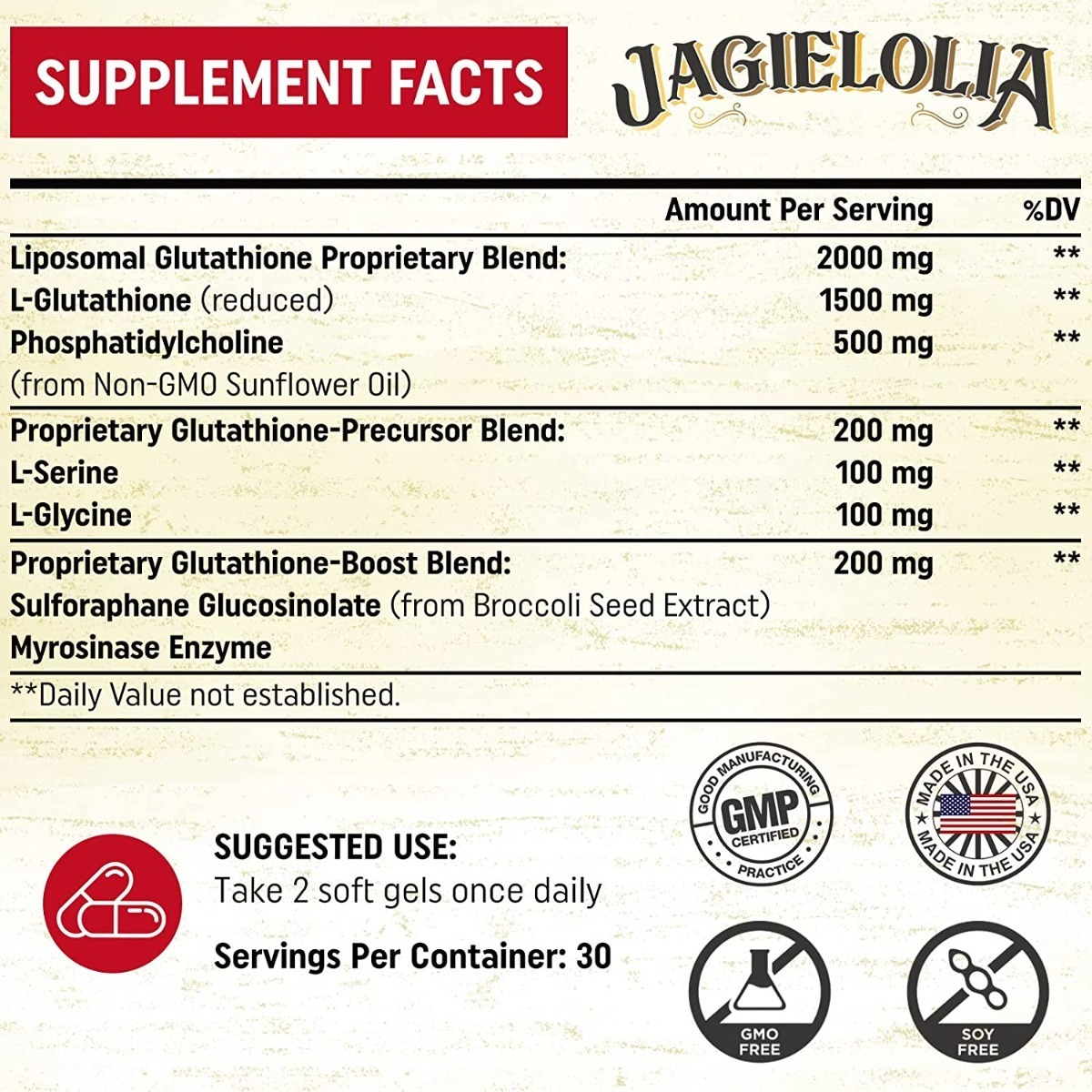 Salud y Equipamiento Médico - Glutation 2000 Mg Jagielolia 1