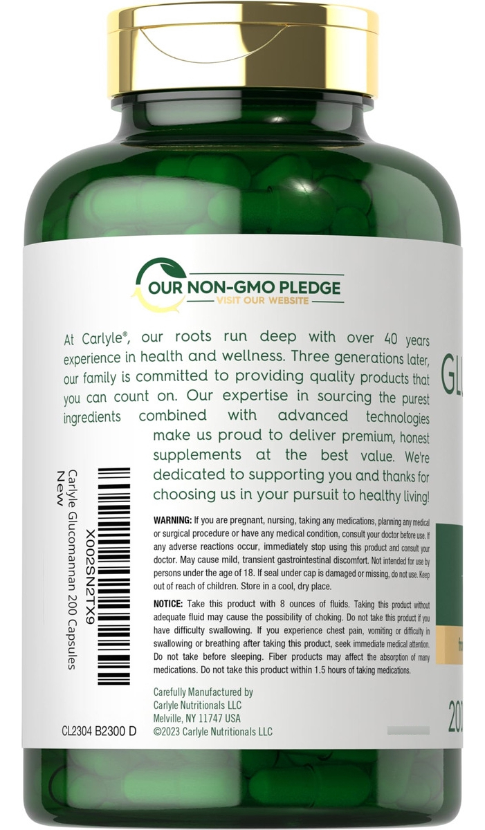 Salud y Equipamiento Médico - Glucomanano 2400mg 200 Capsulas Carlyle 2
