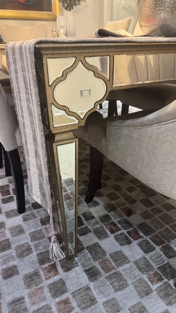 muebles y colchones - Set COMPLETO: Comedor rectangular de espejo de 8 sillas  5