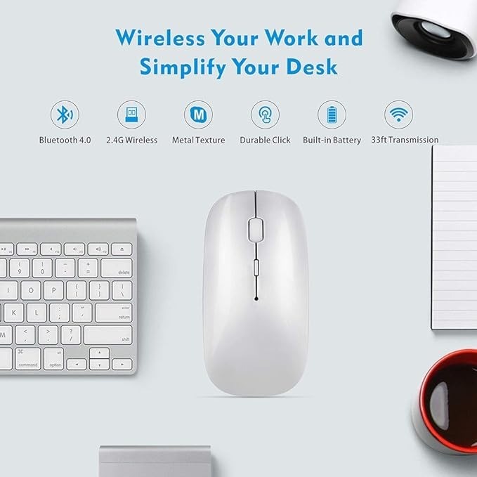 otros electronicos - Mouse inalámbrico Bluetooth recargable con Leds RGB 2