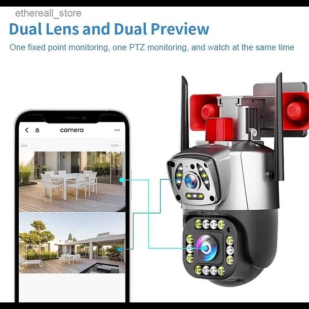 camaras y audio - CAMARA WIFI DE EXTERIOR TIPO DOMO 360° CON ALARMA  0