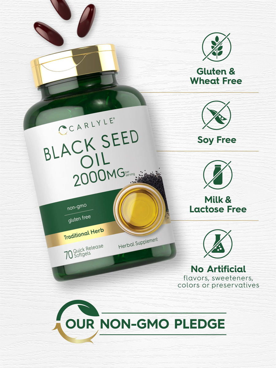 Salud y Equipamiento Médico - Aceite De Semilla Negra De 2000mg 70cap Carlyle 4
