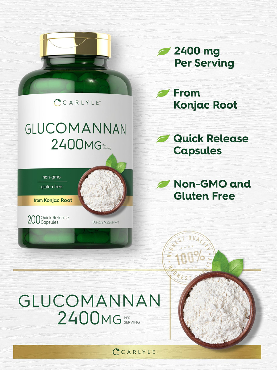 Salud y Equipamiento Médico - Glucomanano 2400mg 200 Capsulas Carlyle 3