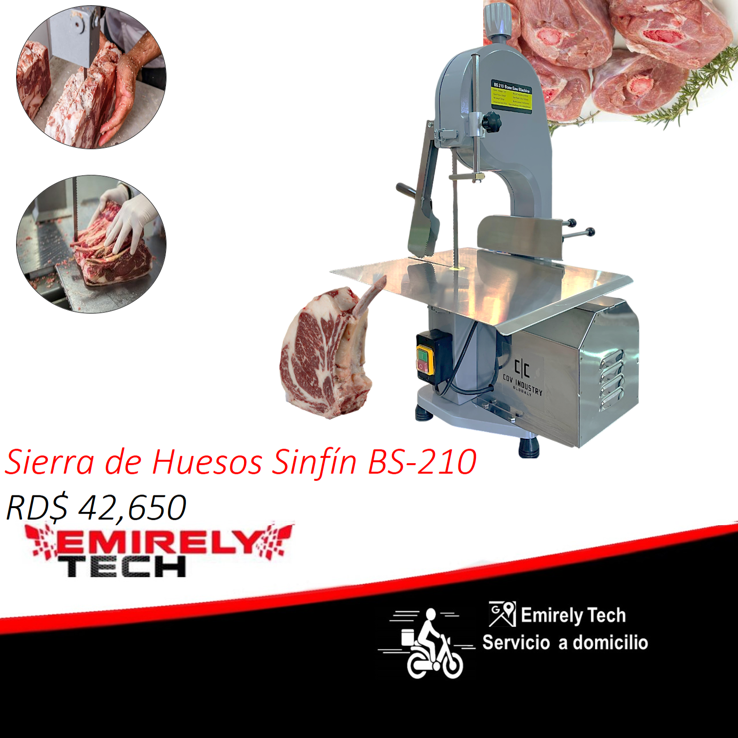 equipos profesionales - Sierra cortadora de carnes hueso sinfin de mesa 0