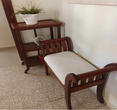 decoración y accesorios - Set mueble en caoba + banqueta forrada 0