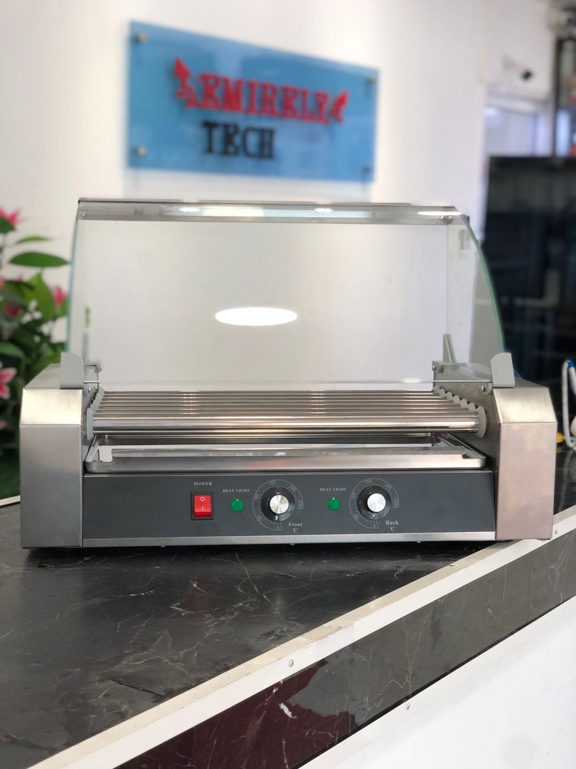 equipos profesionales - Maquina de hotdog Parrilla freidora de salchichas exhibidor BBQ rodillo caliente 4