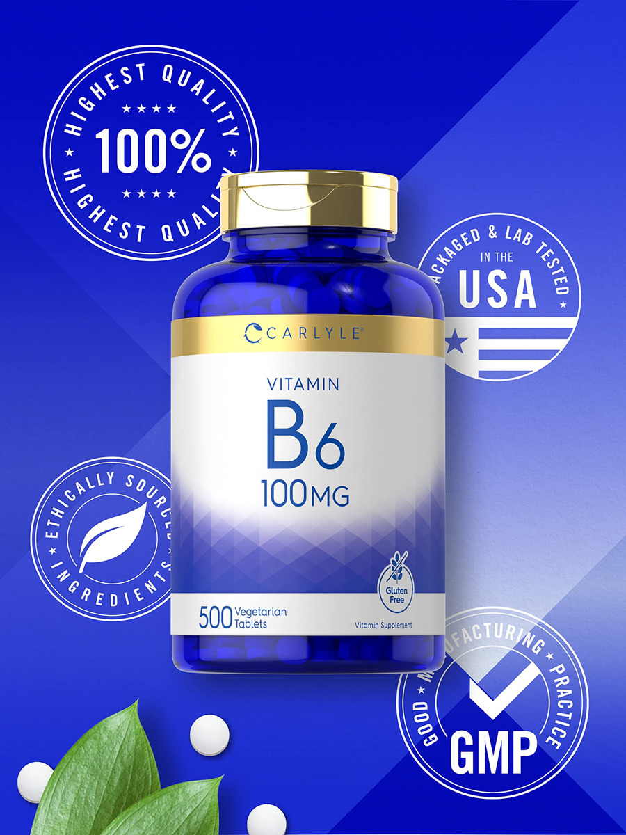 Salud y Equipamiento Médico - Carlyle Vitamina B6 100mg | 500 Comprimidos | Vegetariano, S 5