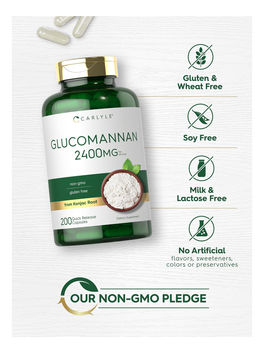 Salud y Equipamiento Médico - Glucomanano 2400mg 200 Capsulas Carlyle 4
