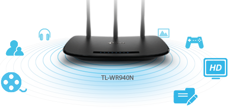 computadoras y laptops - ROUTER WIRELESS TP-LINK TL-WR940N, 2.4GHZ/450MBPS, 1 PUERTO WAN + 4 PUERTOS LAN 2