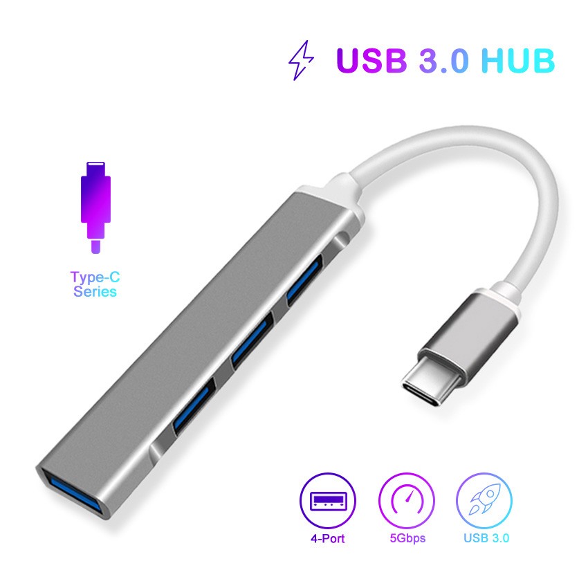 computadoras y laptops - HUB HAVIT (Mod.HB41) TIPO C a 4 PUERTOS USB (1x3.0 3x2.0), Cable 11cm 2