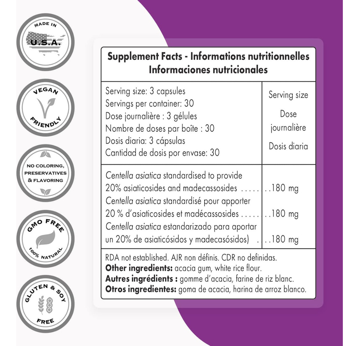Salud y Equipamiento Médico - Centella Asiatica 180mg 90 Caps 1