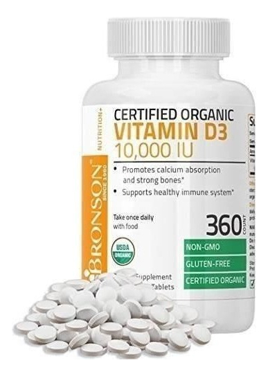 Salud y Equipamiento Médico - Vitamina D3 10,000 Iu Organico Non-gmo Bronson 360 Tabletas