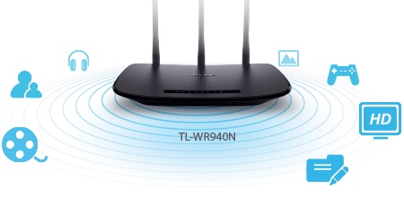 computadoras y laptops - ROUTER WIRELESS TP-LINK TL-WR940N, 2.4GHZ/450MBPS, 1 PUERTO WAN + 4 PUERTOS LAN 3