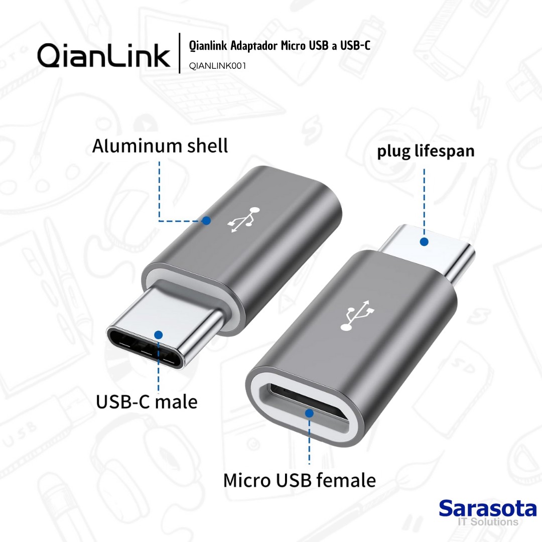 accesorios para electronica - Adaptador de microUSB a USB-C marca Qianlink 3