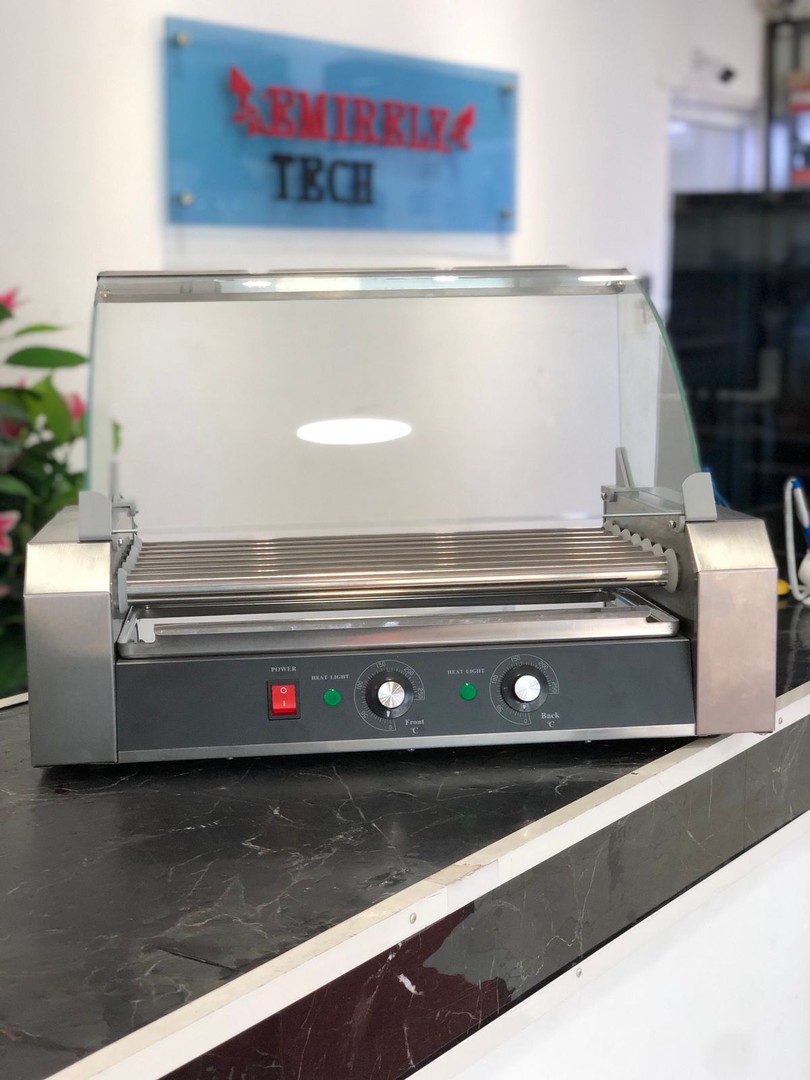equipos profesionales - Maquina de hotdog Parrilla freidora de salchichas exhibidor BBQ rodillo caliente 6
