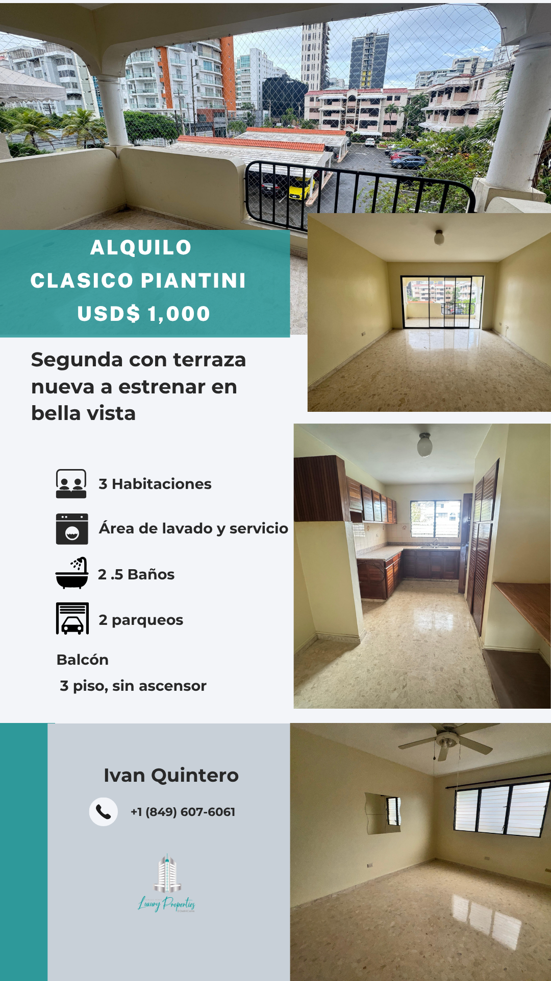 apartamentos - Alquilo Apartamento Clásico en Piantini  5
