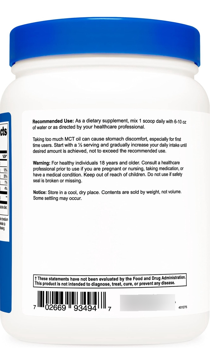 Salud y Equipamiento Médico - C8 Aceite Mct En Polvo 1lb (16oz) - Nutricost 2