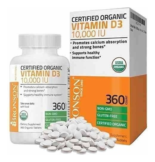Salud y Equipamiento Médico - Vitamina D3 10,000 Iu Organico Non-gmo Bronson 360 Tabletas 1