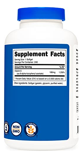 Salud y Equipamiento Médico - Vitamina E 400ui 240cap Nutricost 4