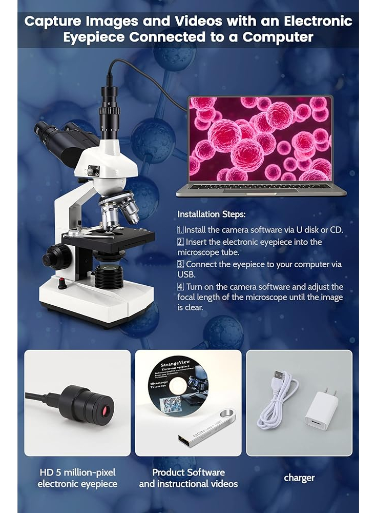 Salud y Equipamiento Médico - Crspexil 40x-5000x Microscopios Trinoculares Compuestos Trin 1