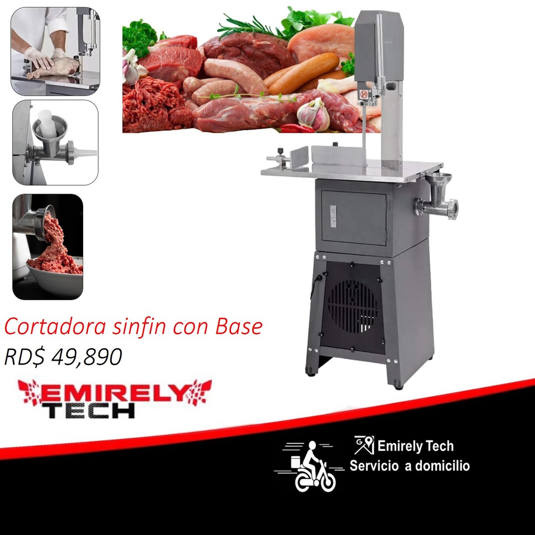 equipos profesionales - Sierra sin fin cortadora de hueso con base para cortar y moler carnes sinfin 0