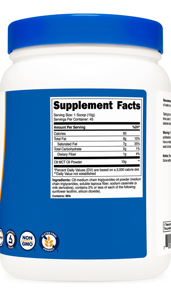 Salud y Equipamiento Médico - C8 Aceite Mct En Polvo 1lb (16oz) - Nutricost 3
