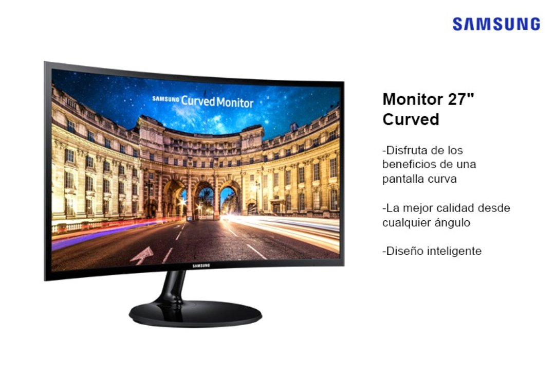 computadoras y laptops - MONITOR SAMSUNG 27 pulgadas CURVO, 1080P, 16:9, 250 CD/M². PUERTOS: 1  0