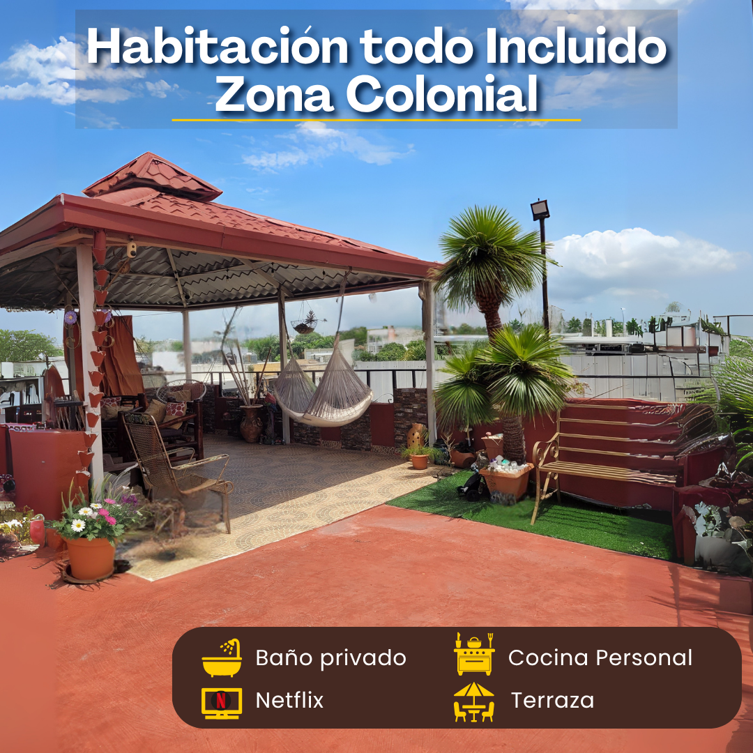 habitaciones y viviendas compartidas - Habitación Amueblada. Zona Colonial. Con su Baño, Cocina y servicios. 0