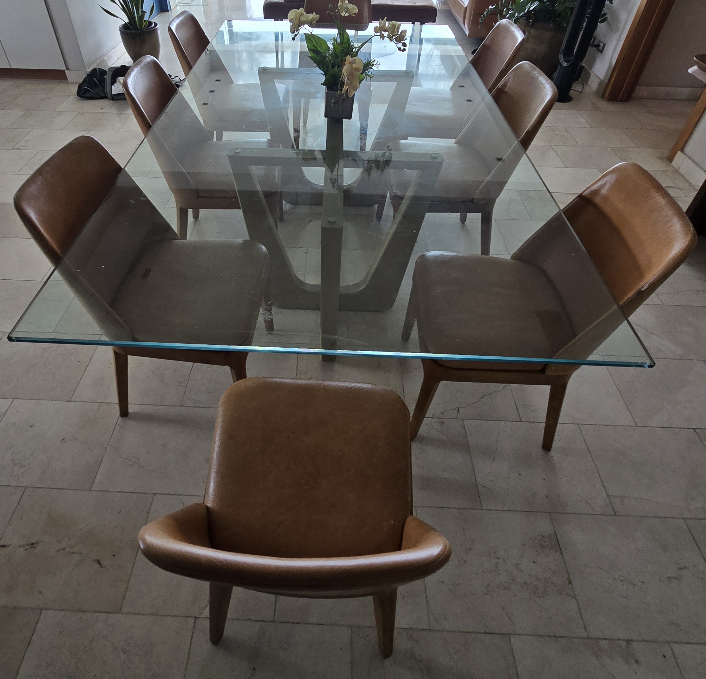 muebles y colchones - Mesa con tope de vidrio