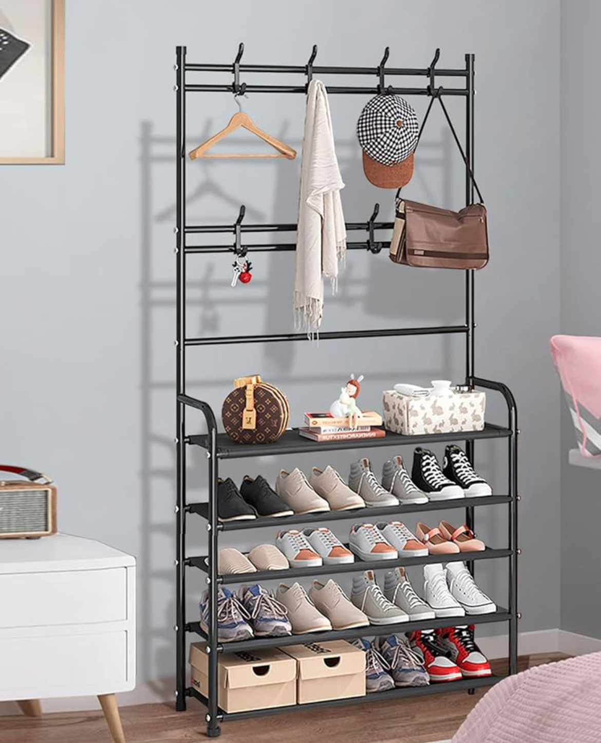 decoración y accesorios - Perchero y zapatera 2 en 1 (Nuevo)  0