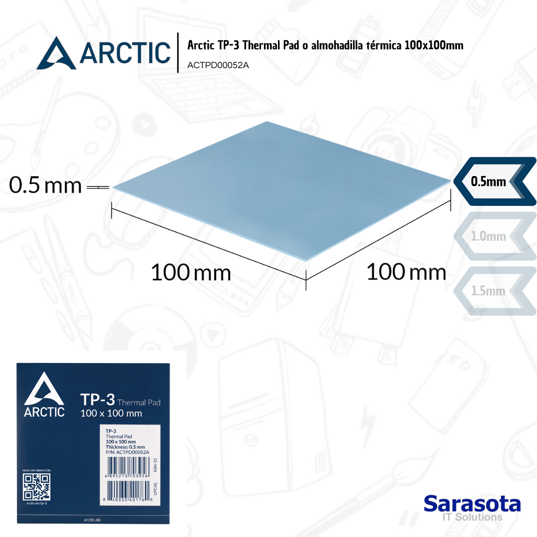accesorios para electronica - Arctic Thermal Pad TP-3 Almohadilla térmica 0.5mm  1