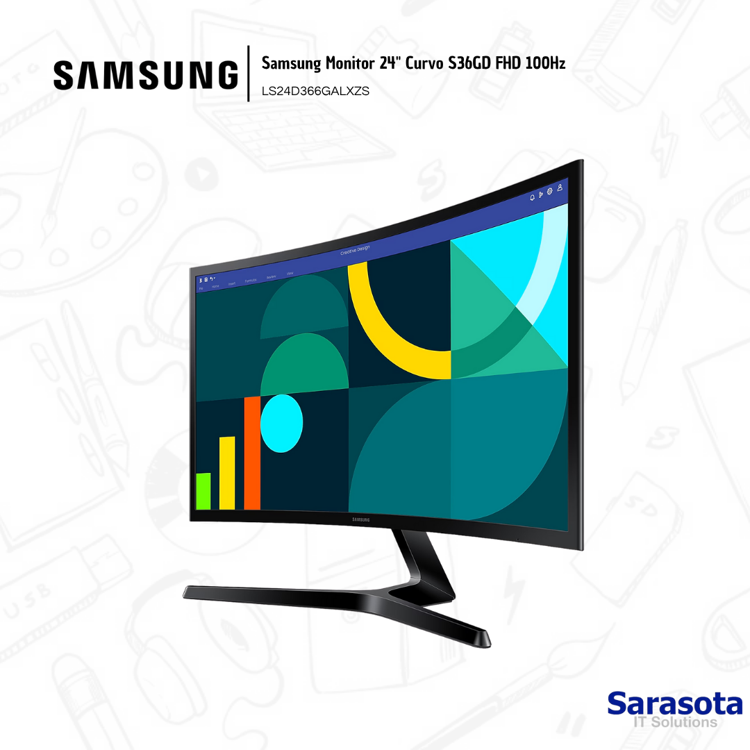 accesorios para electronica - Samsung Monitor 24" Curvo S36GD FHD 100Hz 2