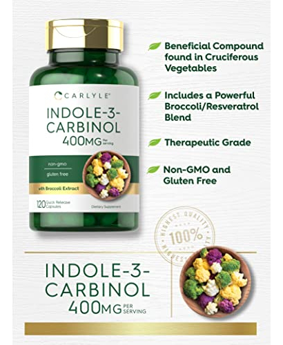 Salud y Equipamiento Médico - Indol-3-carbinol (i3c) 400 Mg 120 Cap Carlyle 3