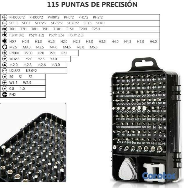 herramientas, jardines y exterior - Kit juego de destornilladores de precision 115 en 1 bisutime 6