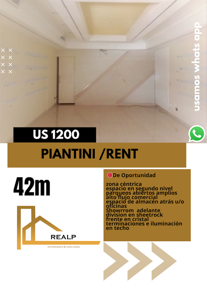 oficinas y locales comerciales - Local en Piantini 1200us  0