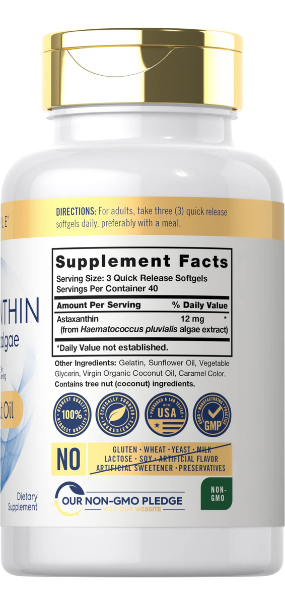 Salud y Equipamiento Médico - Astaxantina 12mg | 120 Capsulas Blandas Carlyle 1