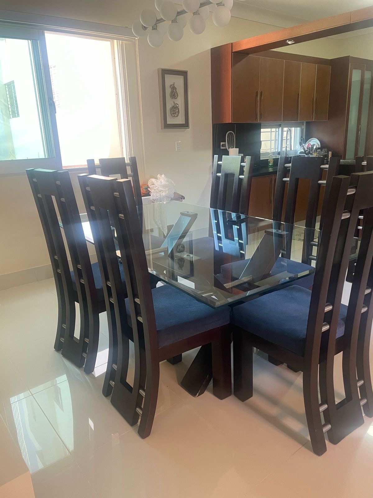 muebles y colchones - juego de comedor en caoba 1