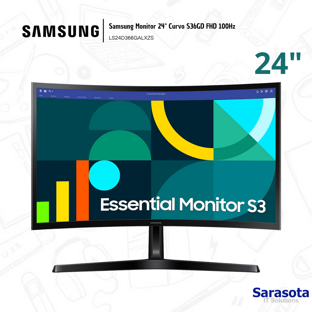 accesorios para electronica - Samsung Monitor 24" Curvo S36GD FHD 100Hz 1