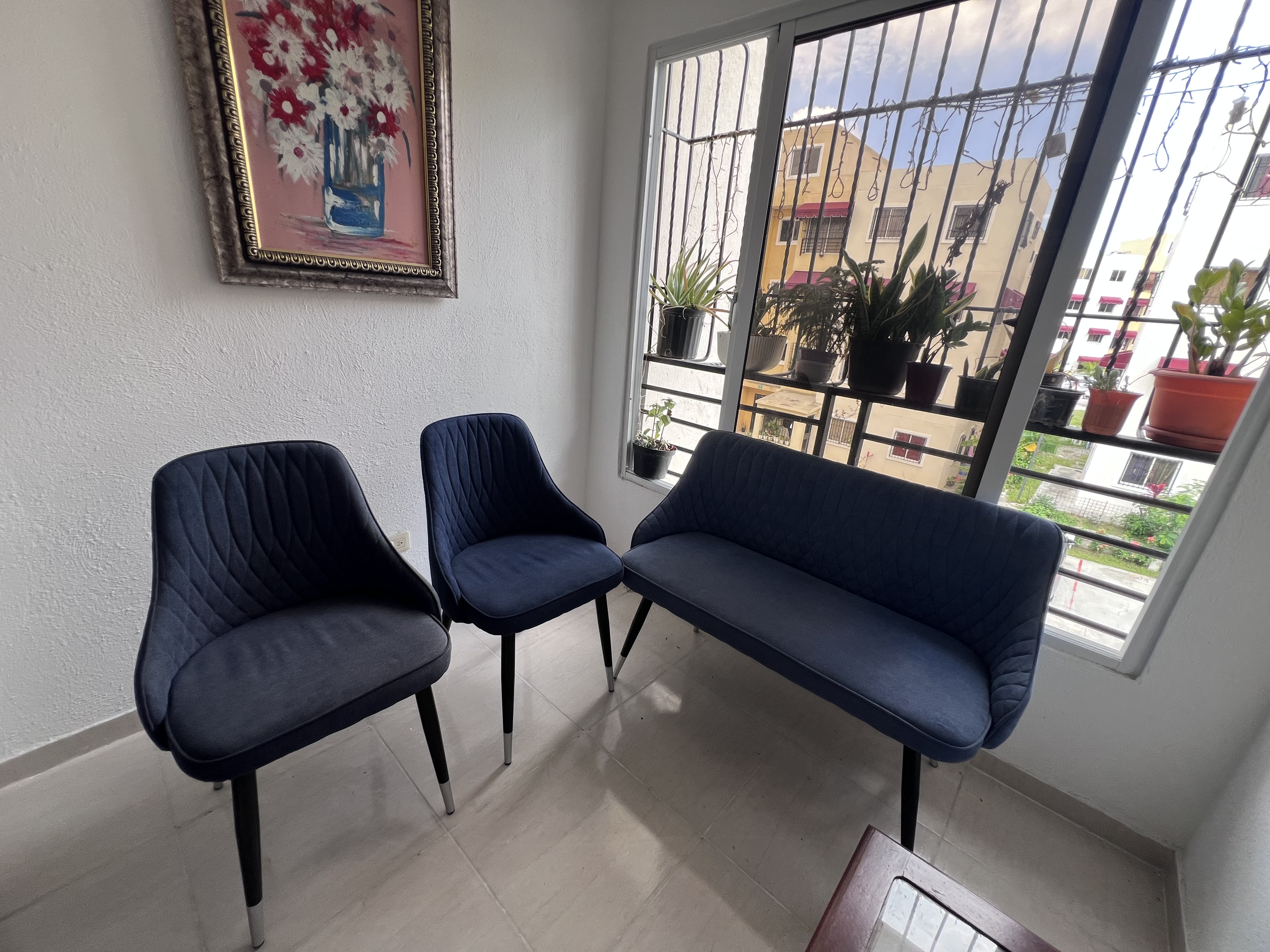 muebles y colchones - Juego de mueble para sala azul oscuro 