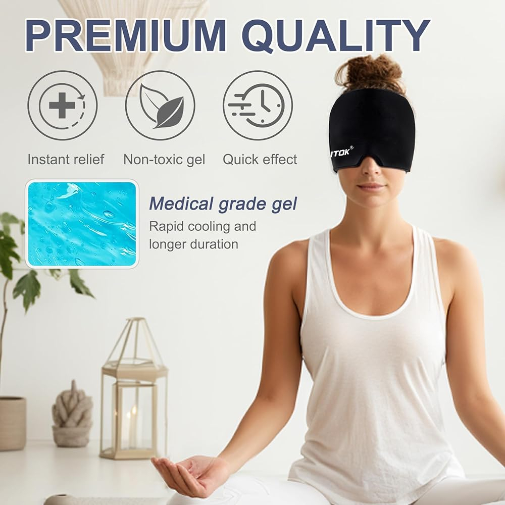 Salud y Equipamiento Médico - Exquislife Migraine Headache Relief Cap, Gel Ice Head Wrap, 2