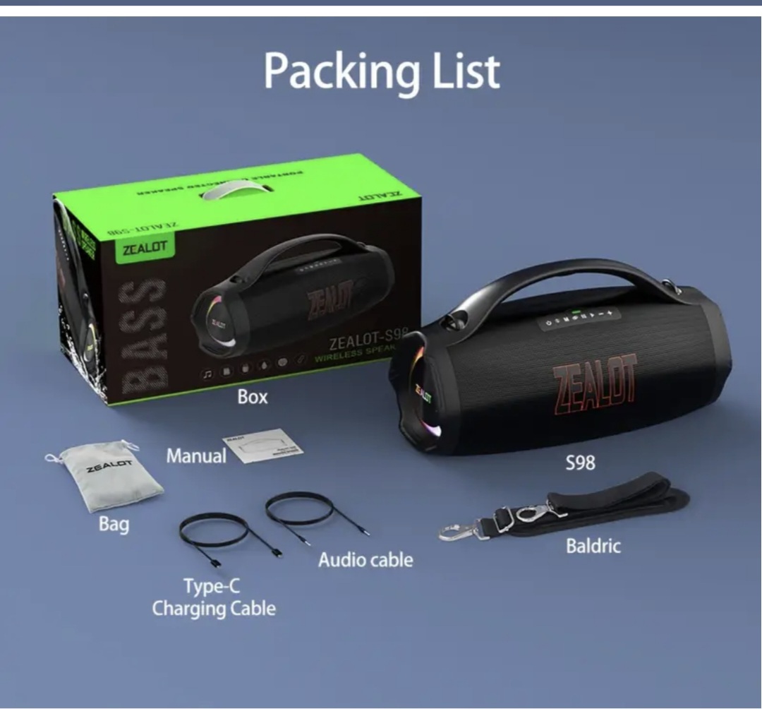 computadoras y laptops - Bocina Zealot Mod.S98 Party Plus, 160W nueva sellada, 9,000, super potente 9
