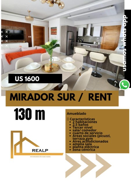 apartamentos - Apartamento mirador sur amoblado 0
