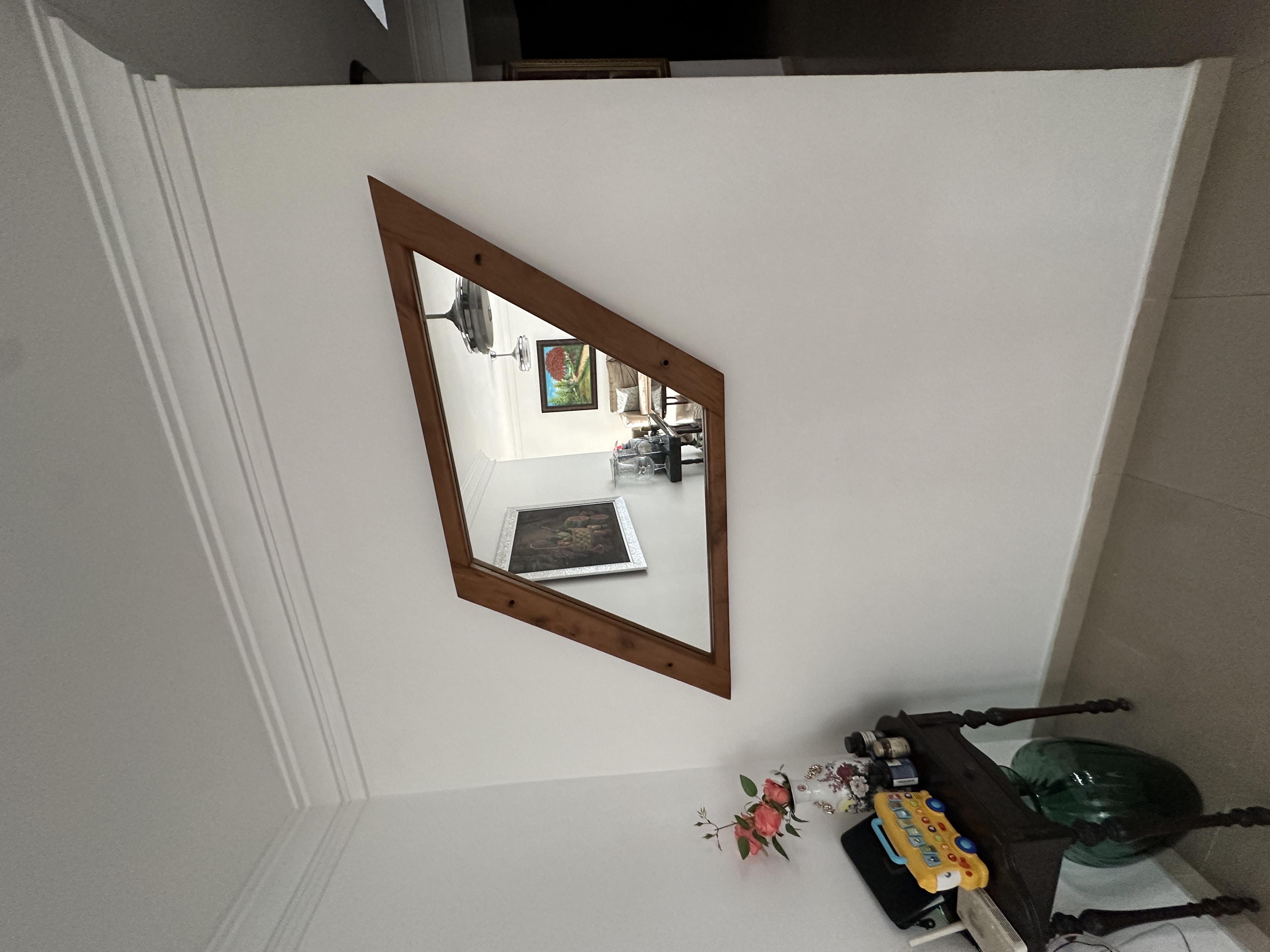 decoración y accesorios - Espejo Decorativo de Pared con Marco de Madera Inclinada 
 1