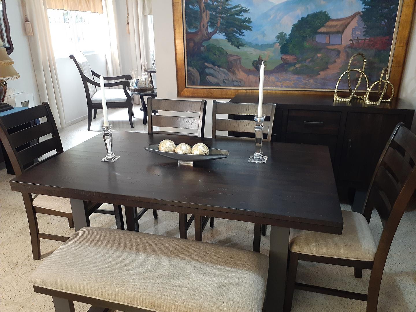 muebles y colchones - Hermoso juego de comedor moderno de 6 asientos en madera y Hierro. 1