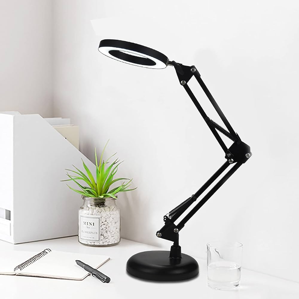accesorios para electronica - Lámpara de escritorio con base y clip, regulable flexible de bajo consumo 7