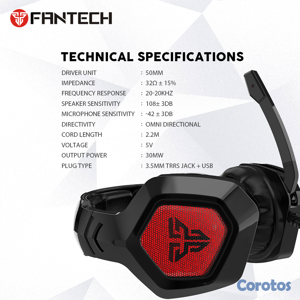 computadoras y laptops - Audifono con microfono FANTECH MH83 ,Auriculares para Juegos Ajustables  2