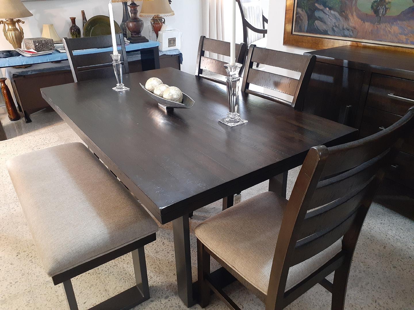 muebles y colchones - Hermoso juego de comedor moderno de 6 asientos en madera y Hierro. 2