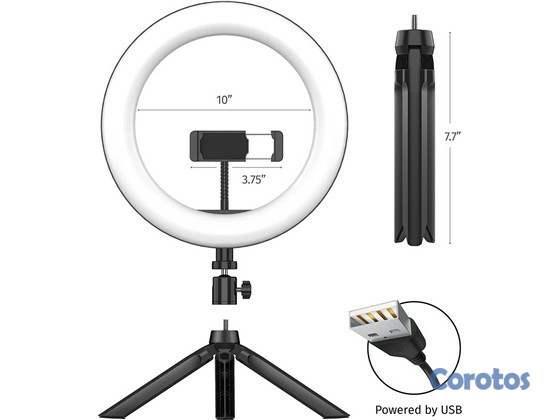 computadoras y laptops - TRÍPODE PORTABLE PARA CELULARES CON ARO DE LUZ UNIVERSAL, ARO DE LUZ 10"