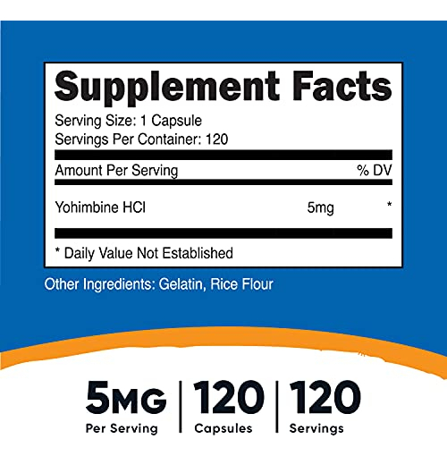 Salud y Equipamiento Médico - Nutricost Hcl 5 Mg, 120 Capsulas Yohimbina Fuerza Extra 2