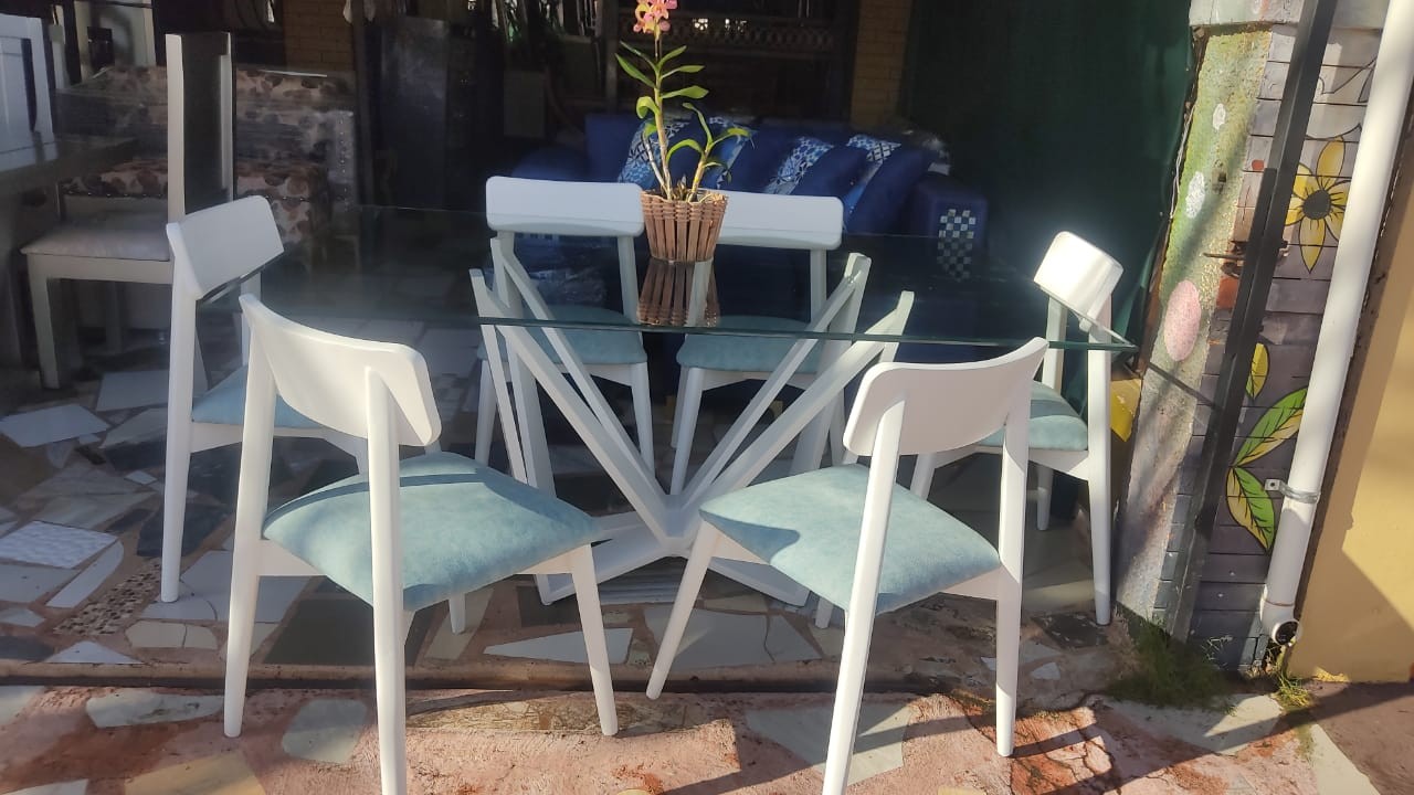 muebles y colchones - comedor moderno caoba 6 sillas 0